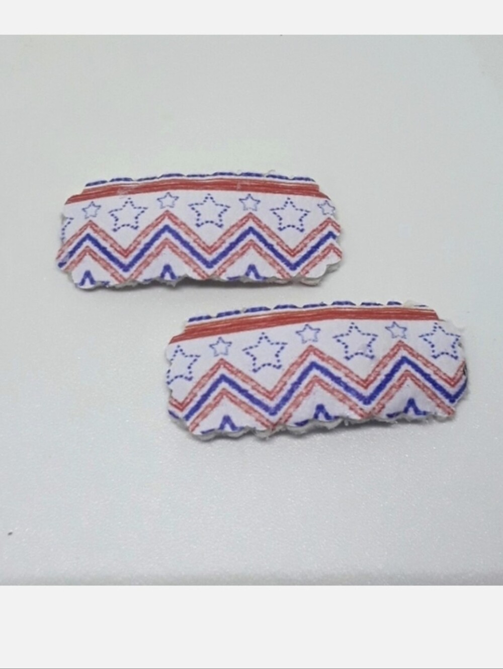 Kids Stars & Chevron Clip Set - White, Red & Blue Hair Accessories